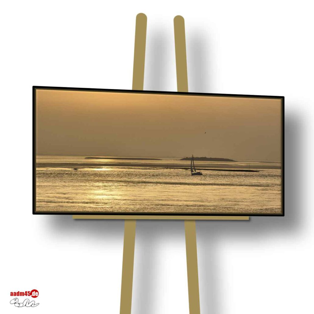 Bremerhaven Segeln auf der Weser 100x50 cm Canvas + Schattenfugenrahmen