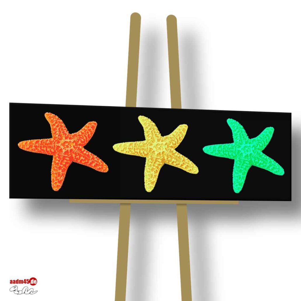 Drei Seesterne in 130x40 cm auf Canvas