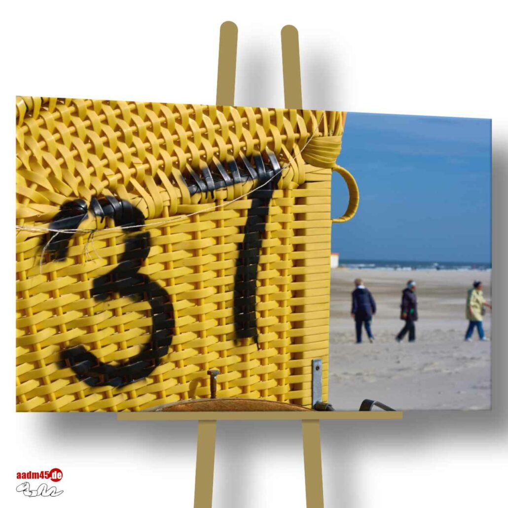 Juist Strandkorb Nummer 37 in 75x50 cm auf Canvas