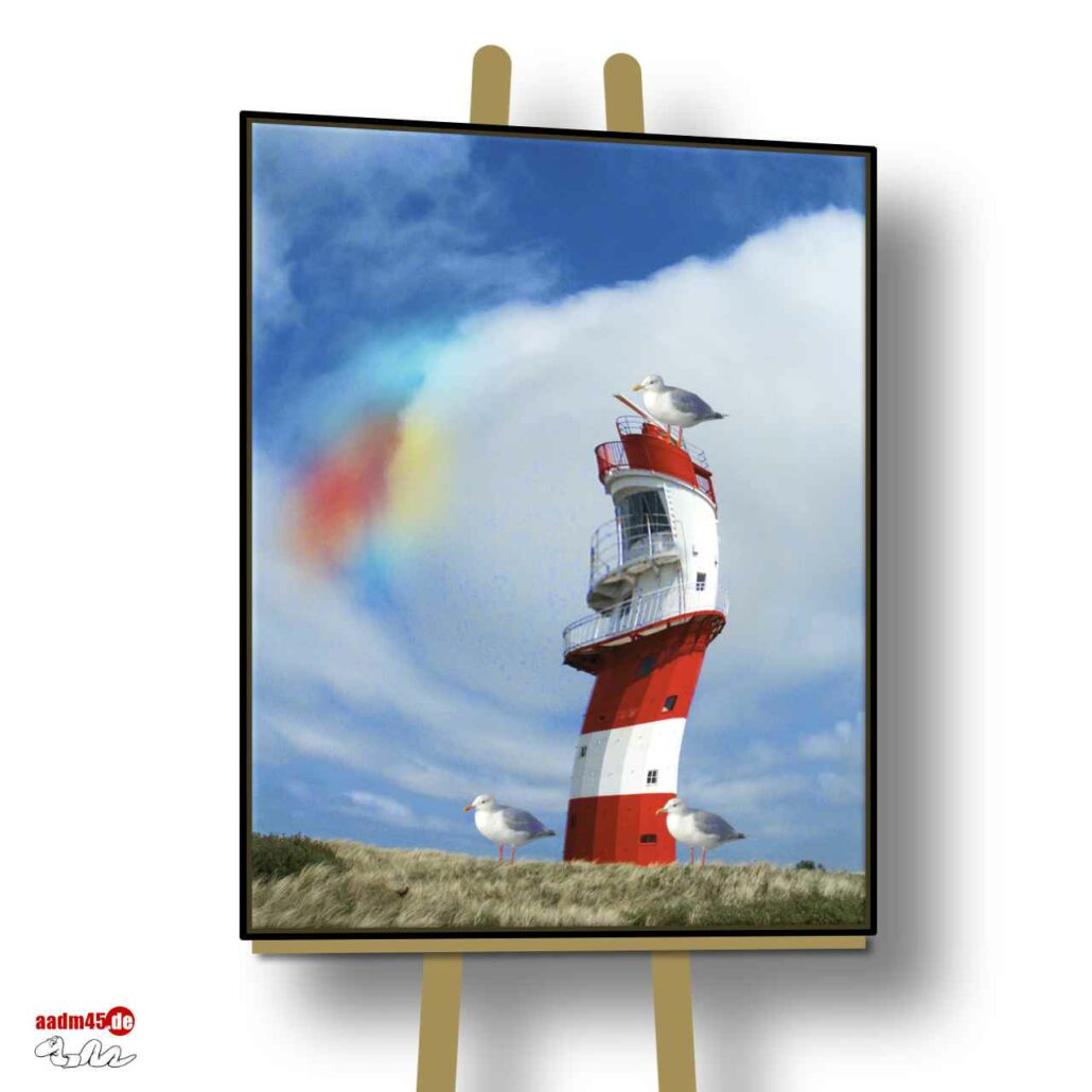 Borkum Kleiner Leuchtturm 60x80 cm Canvas + Schattenfugenrahmen
