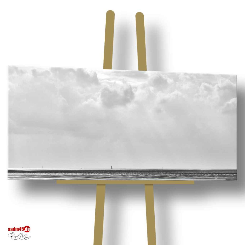 Wremen Watt 100x50 cm Canvas Schwarzweiß