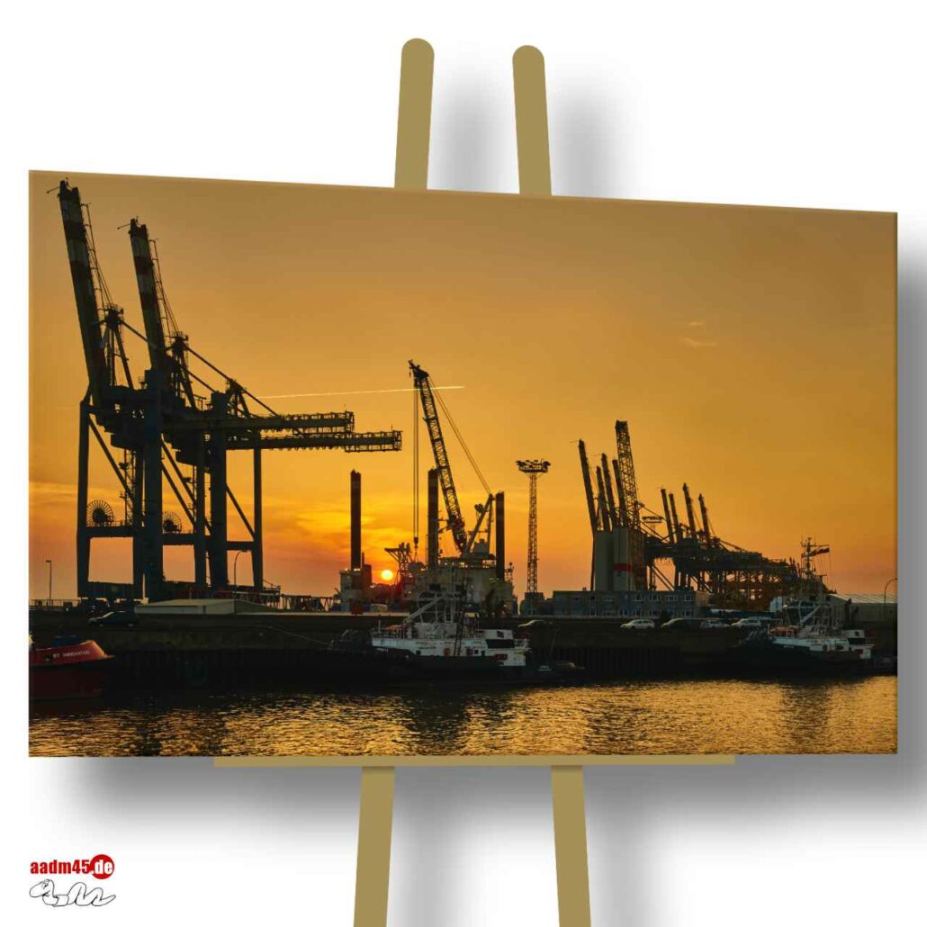 Bremerhaven Nordschleuse + Kräne 135x90 cm
