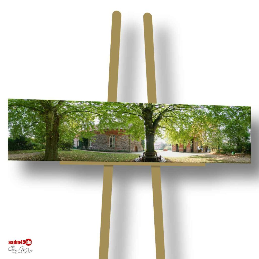 Bremerhaven Unter den Bäumen, Wulsdorfer Kirche 160x40 cm Canvas
