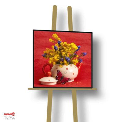 Gelbe Blüten 45x45 cm Canvas + Schattenfugenrahmen