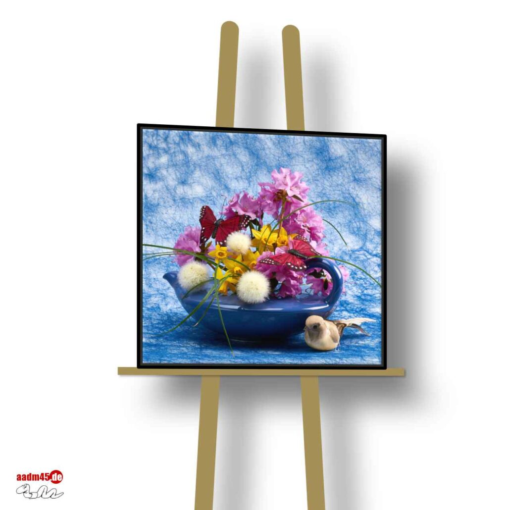 Edition Teeblumen Motiv Narzisse Pigmentdruck auf Leinwand 45x45 cm