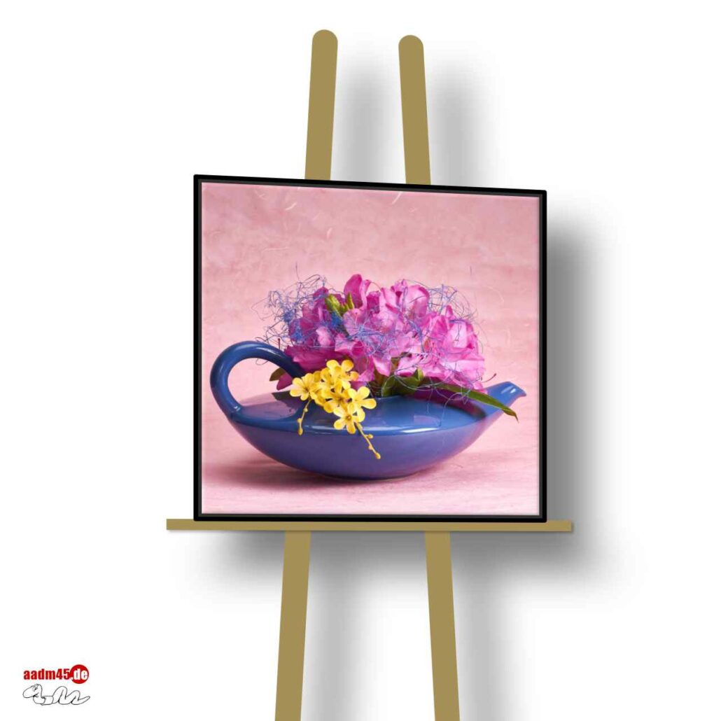 Edition Teeblumen Motiv Rhododendron Pigmentdruck auf Leinwand 45x45 cm