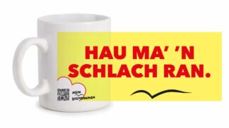 Produktbild Fototasse Bremerhavenschnack »Hau ma’ ’n Schlach ran.« © 2021