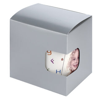 Produktbild Geschenkkarton silber für Fototasse mit Sichtfenster