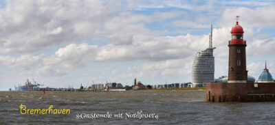 Bremerhaven Geestemole mit Nordfeuer Fotokarte DINlang mit Kuvert