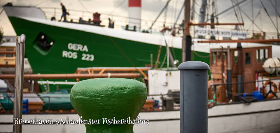 Klappkarte mit Foto Bremerhaven Schaufenster Fischereihafen