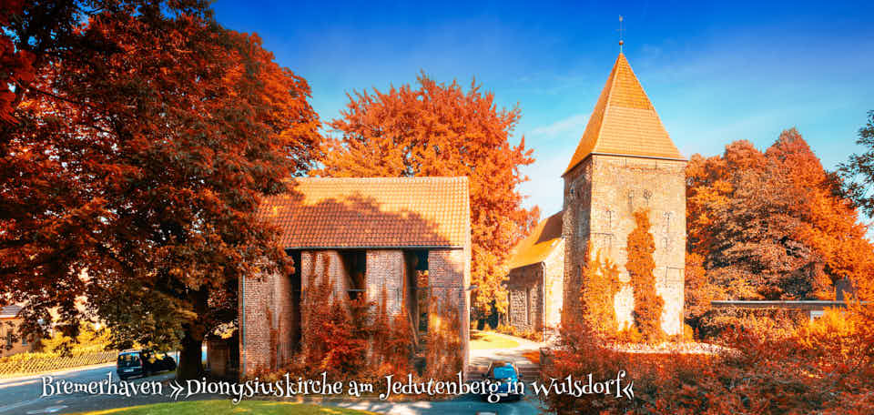 Klappkarte mit Foto Bremerhaven Dionysiuskirche am Jedutenberg in Wulsdorf
