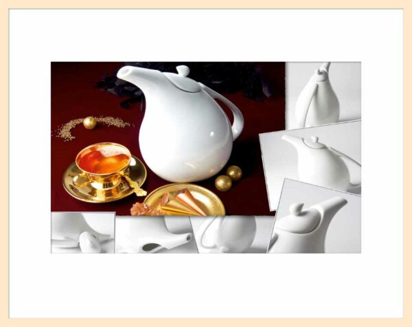 Produktbild Wandbild Teekomposition Weiß mit Gold
