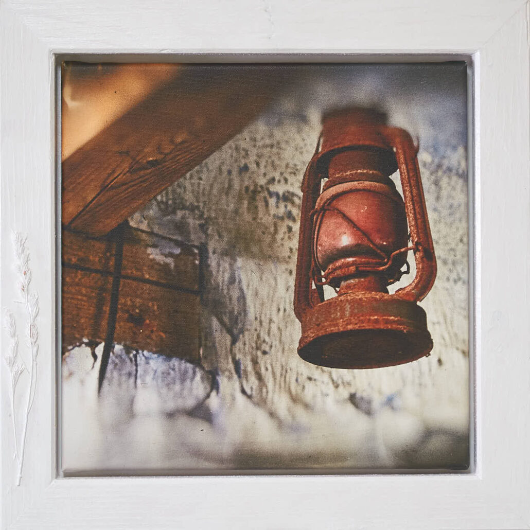 Petroleumlampe 29x29 cm Canvas im 38x38 cm Schattenfugenrahmen